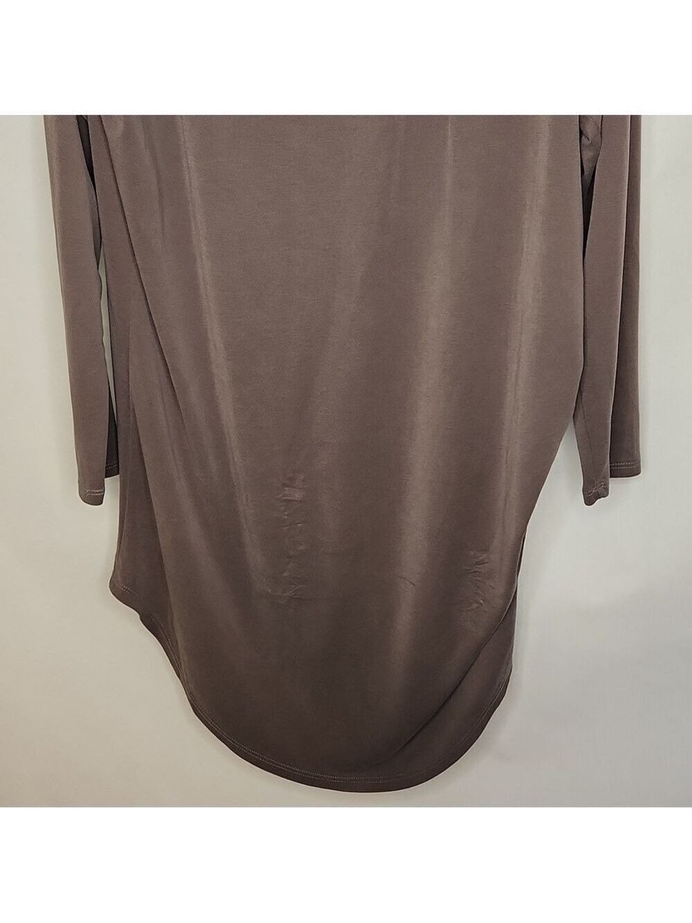 Lisa Bayne Lenzing Modal Shift Dress Taupe XXL Side Ruched Long Sleeve Lagenlook - Picture 5 of 16